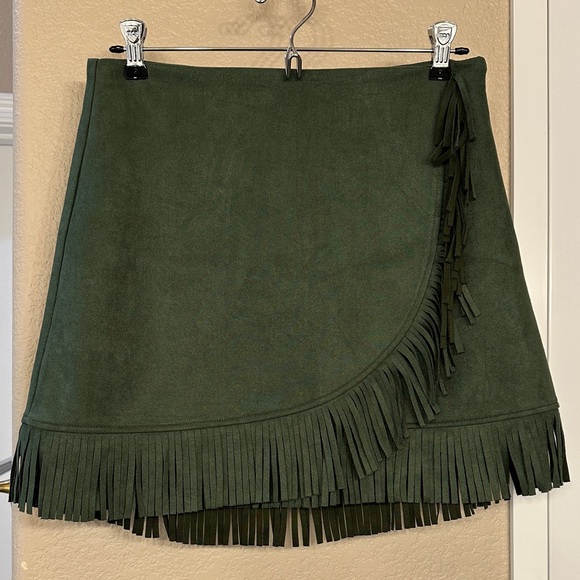Saints & Hearts Dresses & Skirts - Elegant Olive Fringed Skirt